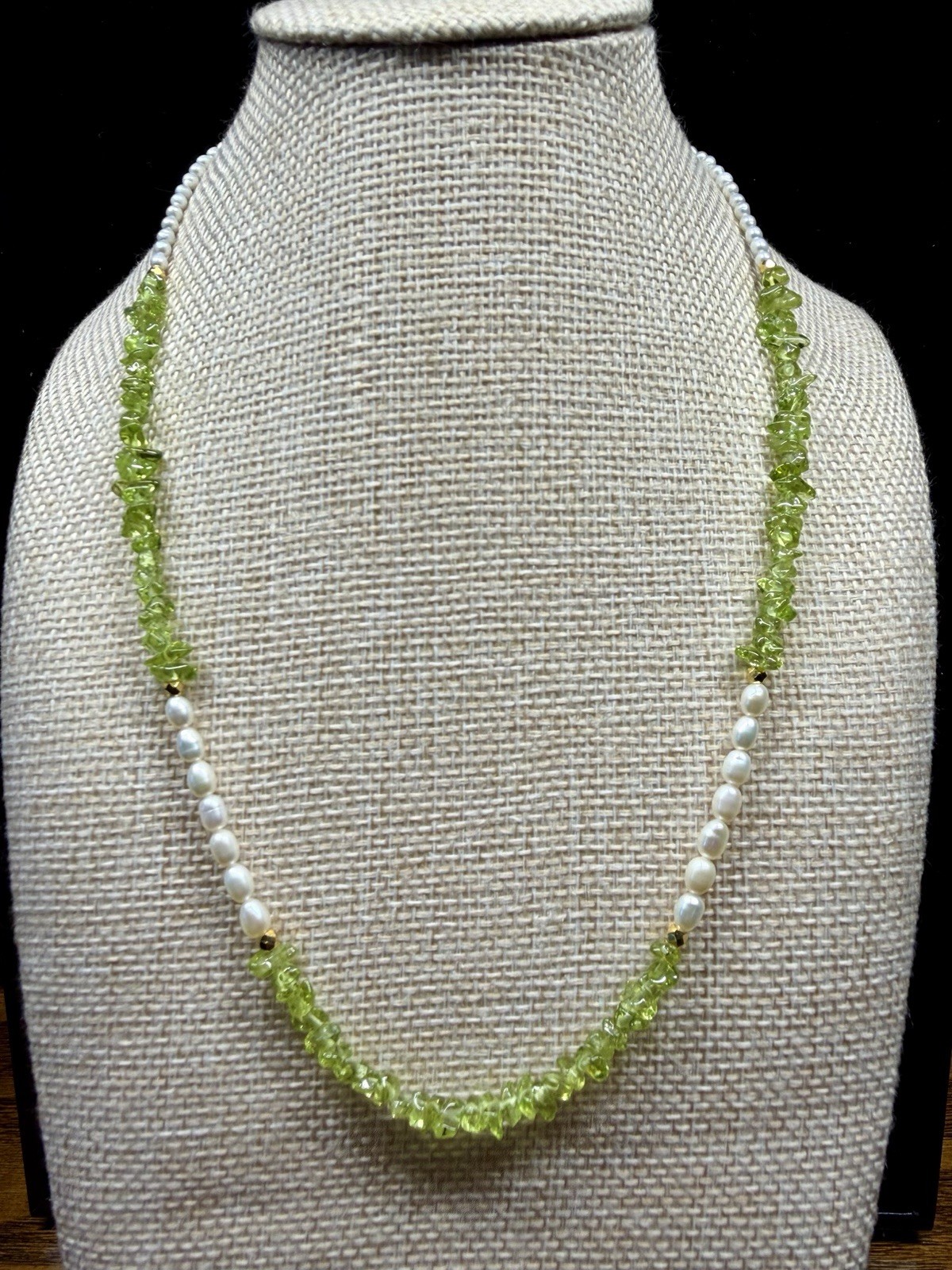 Genuine Natural Peridot & Pearl Necklace – 925 Sterling Silver