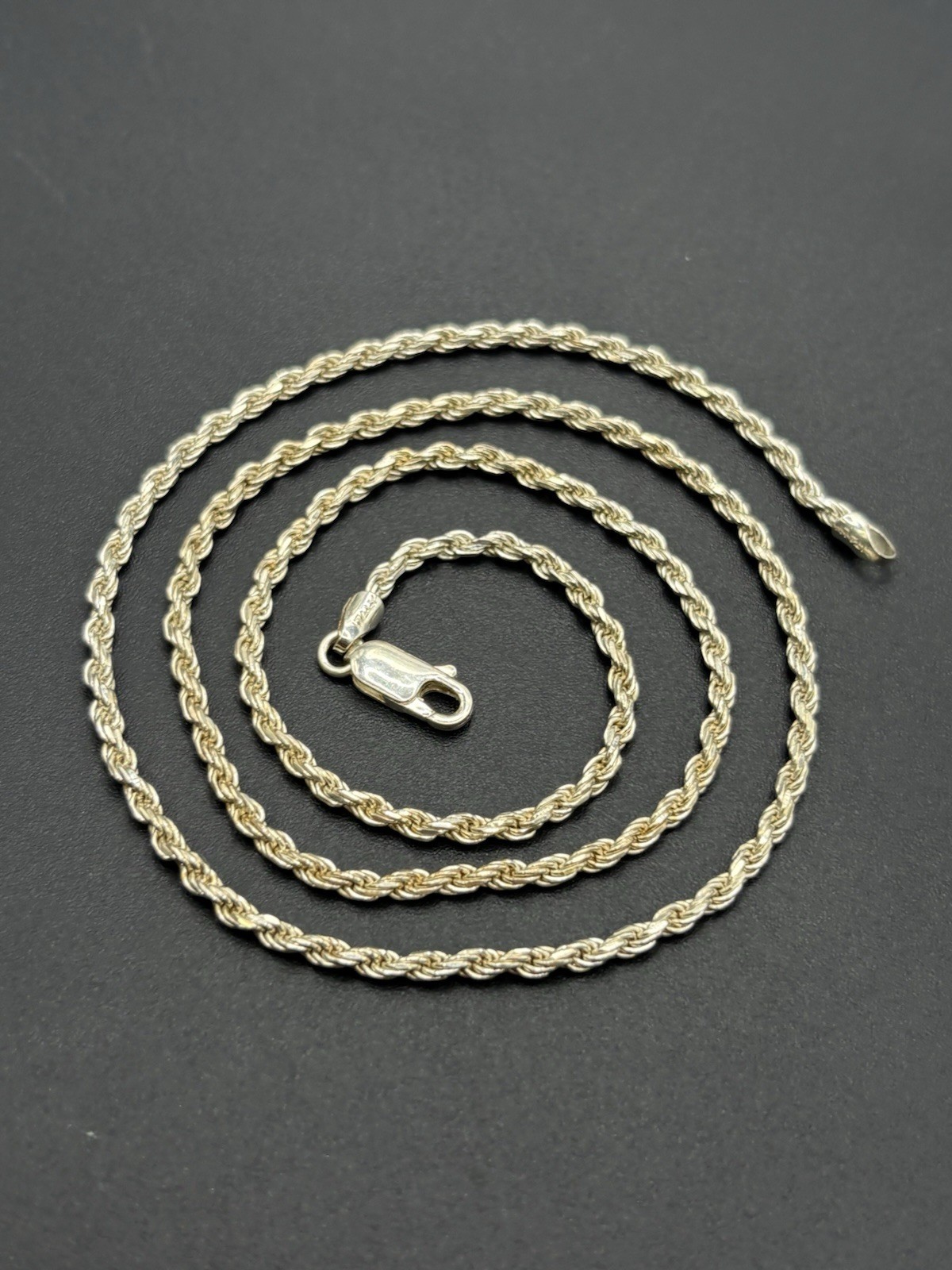 20″ EUC Sterling Silver Rope Chain 2.25MM 9 Grams C19