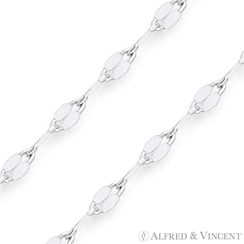 2.2mm Coffee Link Italy 925 Sterling Silver Rhodium-Plated Mirror Chain Necklace