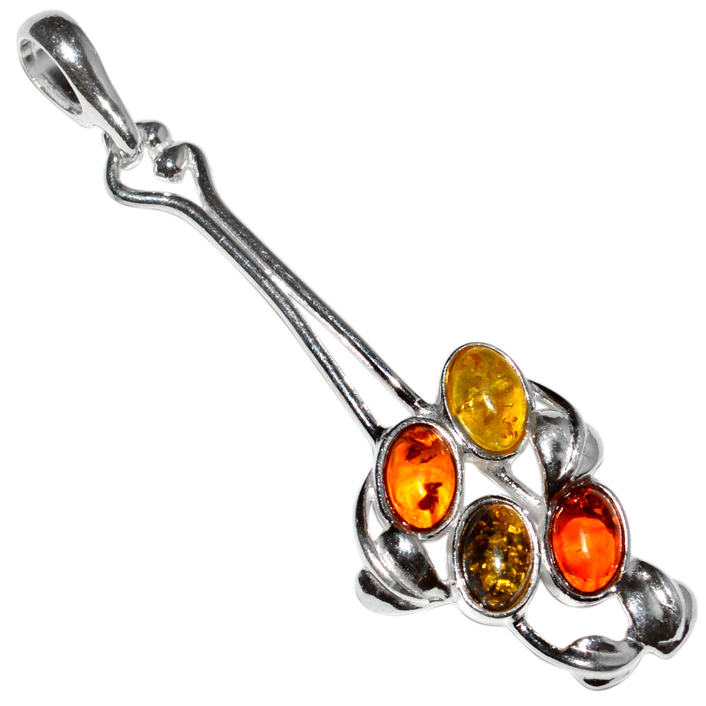 2.71g Authentic Baltic Amber 925 Sterling Silver Pendant Jewelry N-A1769