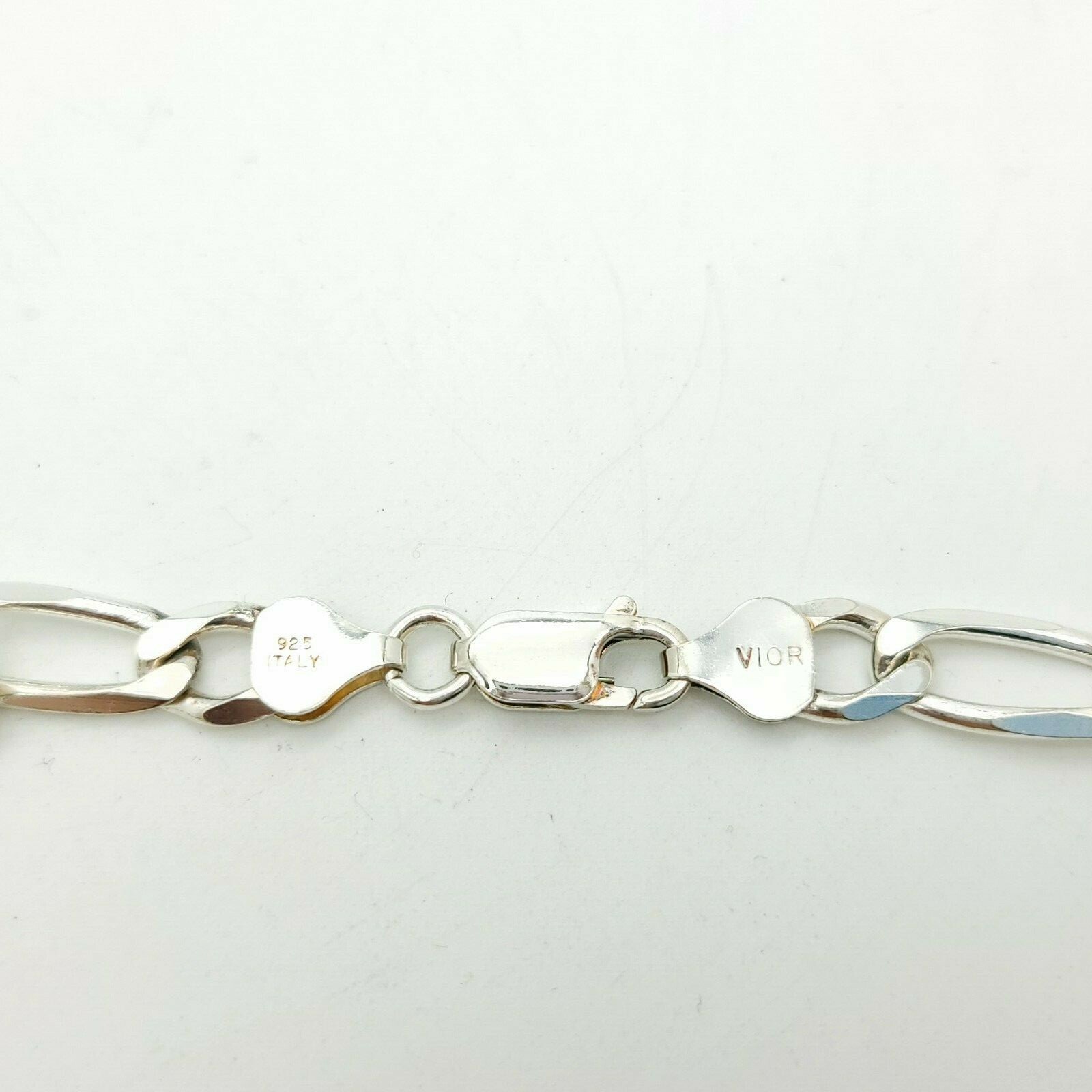 New VIOR 925 Sterling Silver 7″mm Figaro Mariner 30′ In Chain Cord Made In Italy