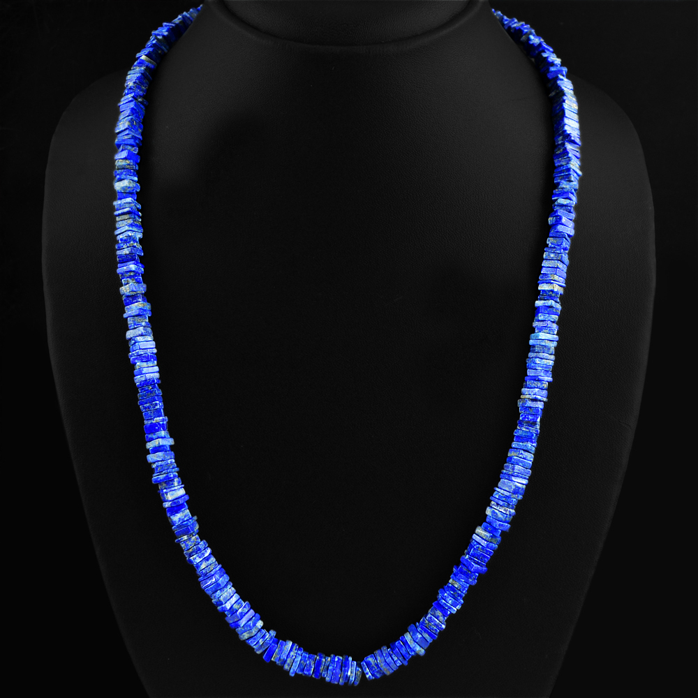 246.00 CTS NATURAL BLUE LAPIS LAZULI 20 INCHES LONG UNHEATED BEADS NECKLACE (RS)