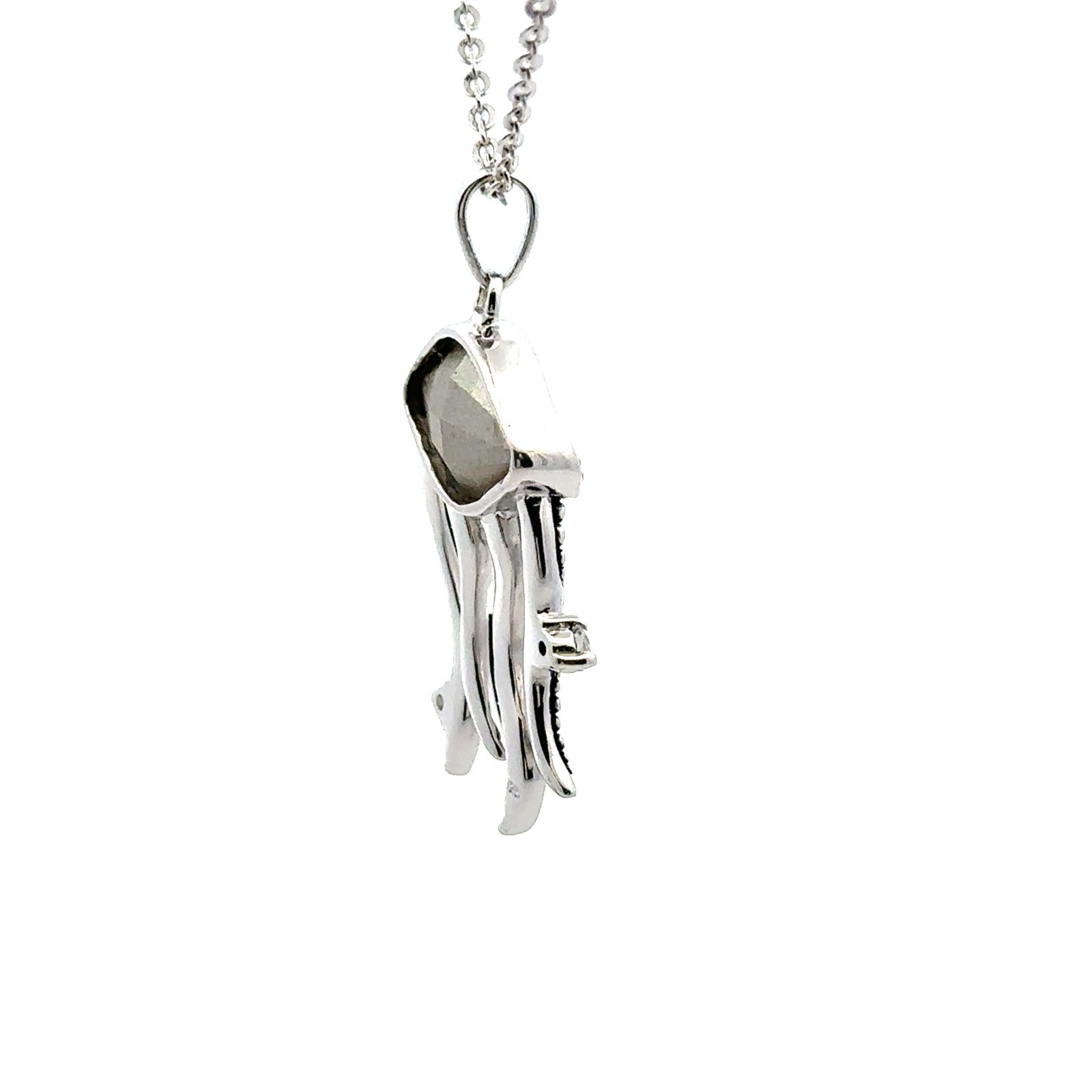 Sterling Silver And CZ Jellyfish Necklace (3/4 x 1 1/2 Inch) 18 + 1 In. Extender