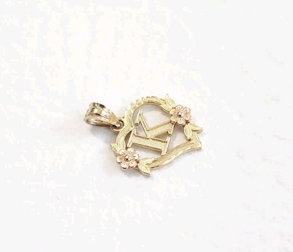 Vintage 14k Gold Initial “K” Heart Pendant Black Hills 1.22g .75″