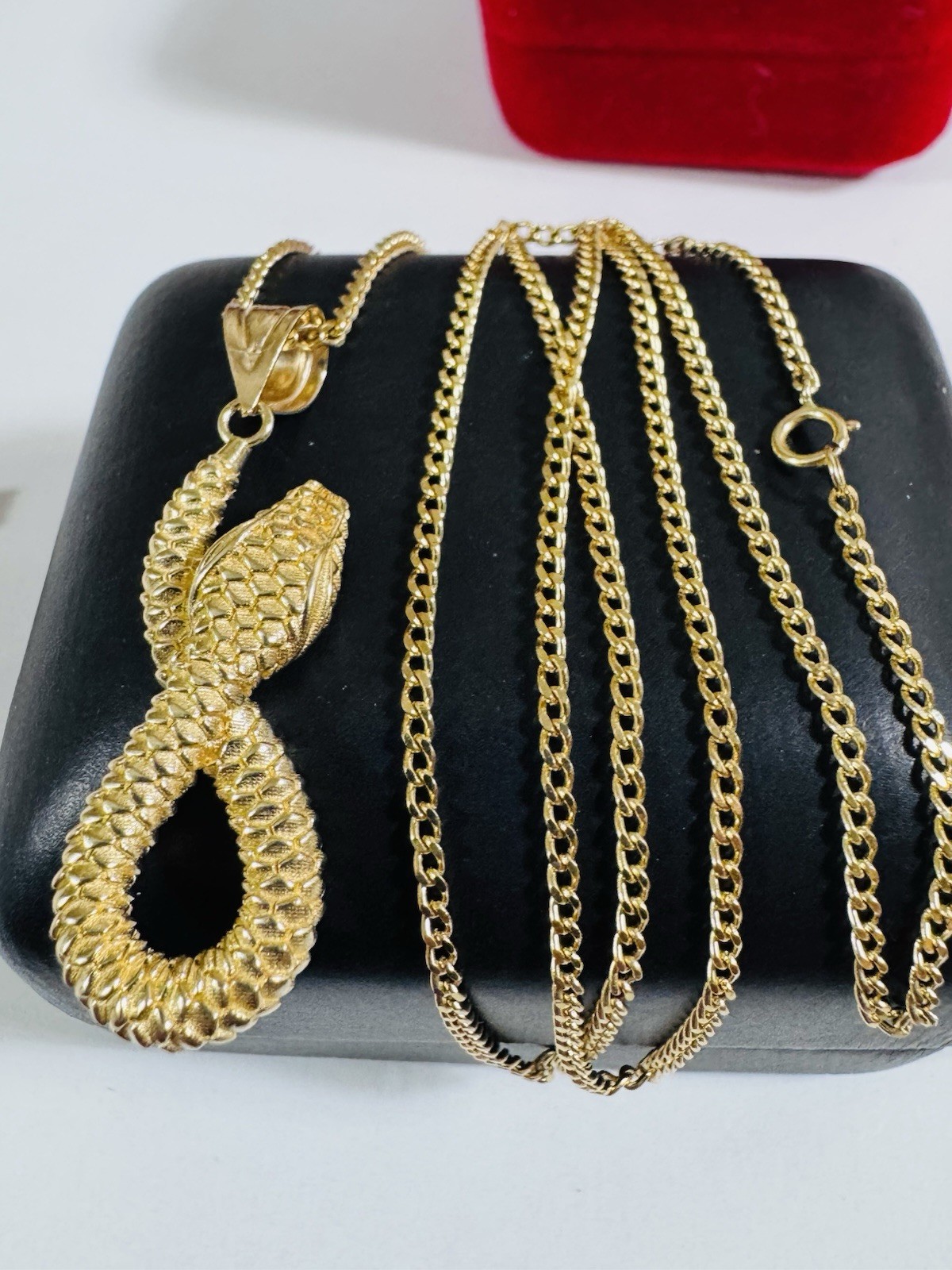 18K 750 Real Fine Mens Women’s Gold Snake Set Necklace 23.5/24” long 2.2mm 9.26g