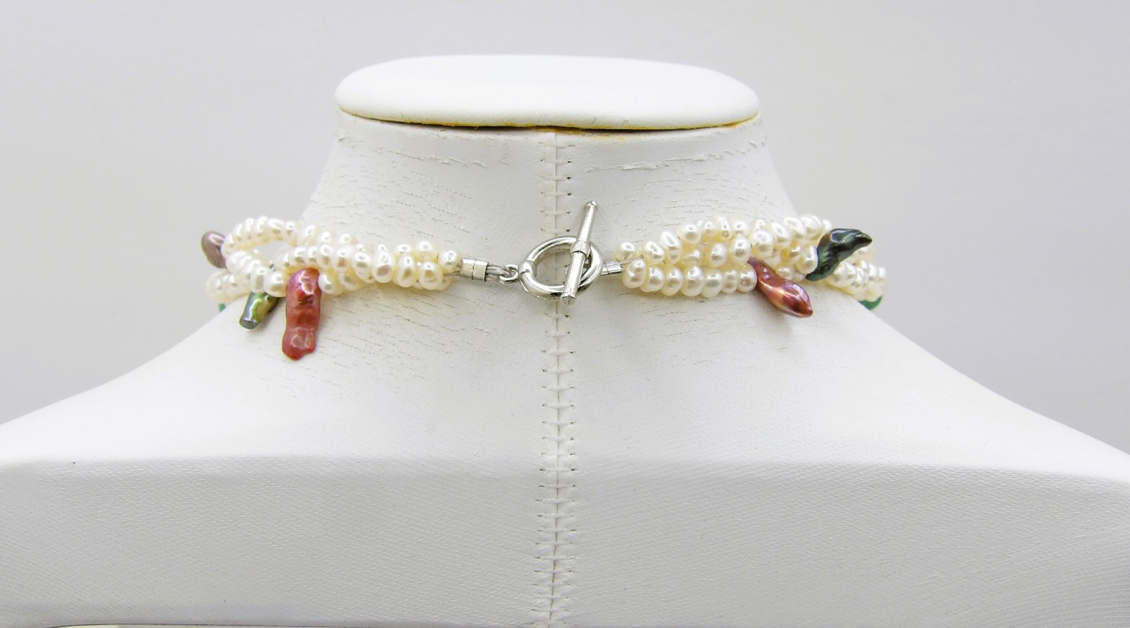 23 inches long Multicolor Aventurine & Genuine Freshwater Pearl Necklace NK958