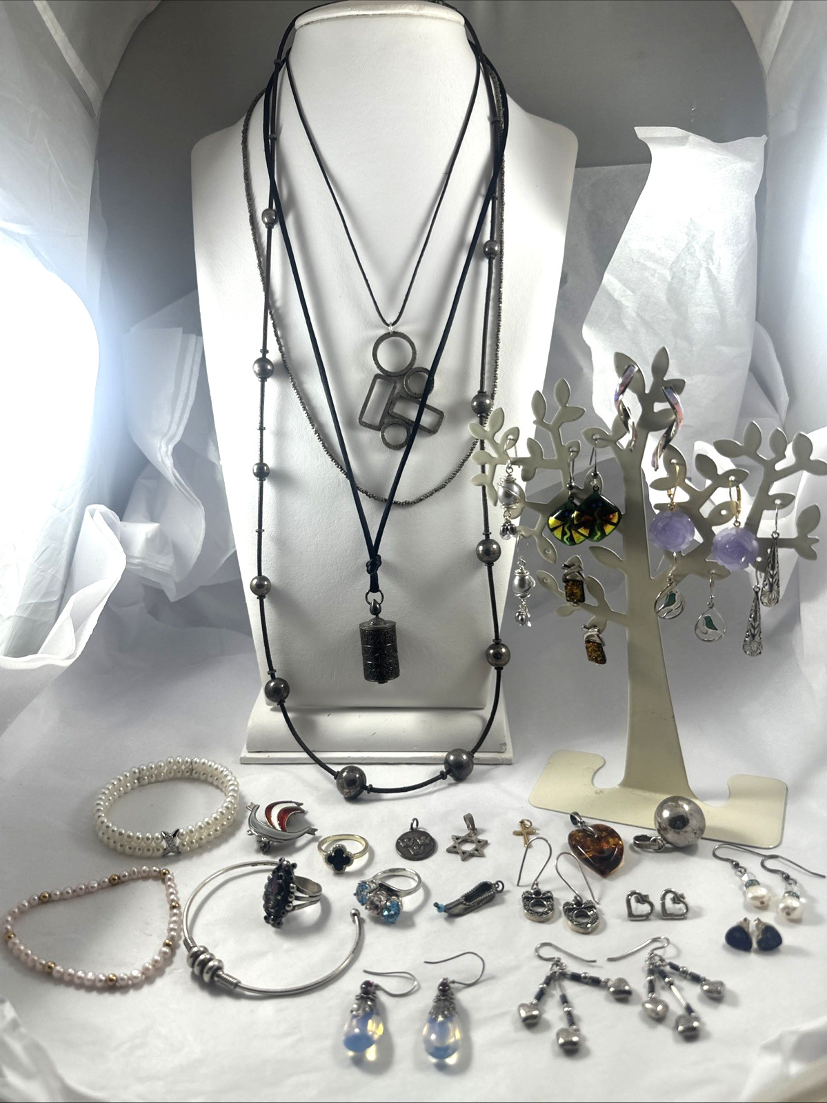 Nice Lot Sterling Silver 14K Jewelry All Wearable Rings Bracelets Earrings +