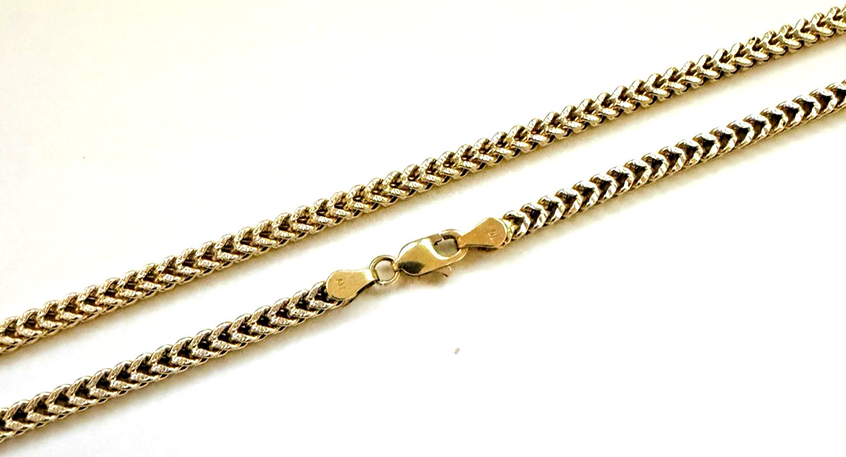 10K Yellow & White Gold Chain Necklace Two Tone FRANCO Design 26″ HIP HOP Chain