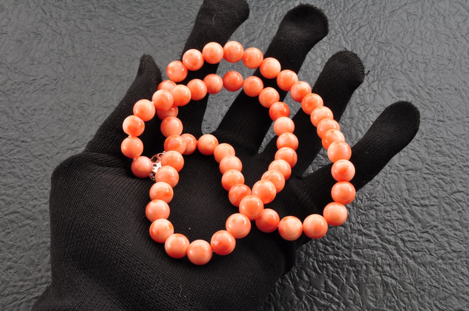 925 silver craps Pink coral necklace (17.3in, 370ct) 925 silver with Certificate