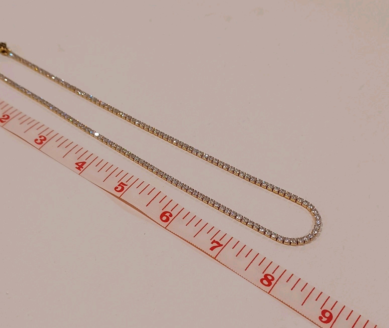 The GLD Shop Gold And Moissanite Tennis Necklace 16″ Prong Set Gold Plated