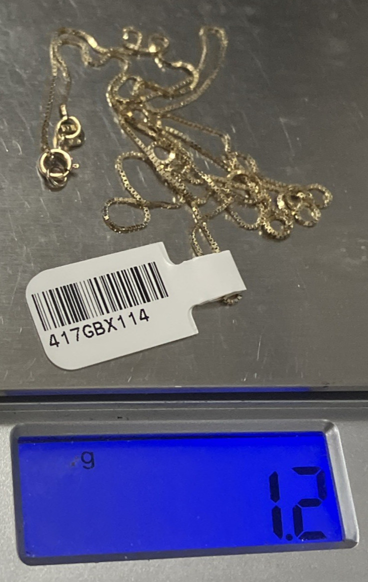 10kt Real Solid Gold Thin Box Chain 1.14grams 22” Necklace New with Tag 10K