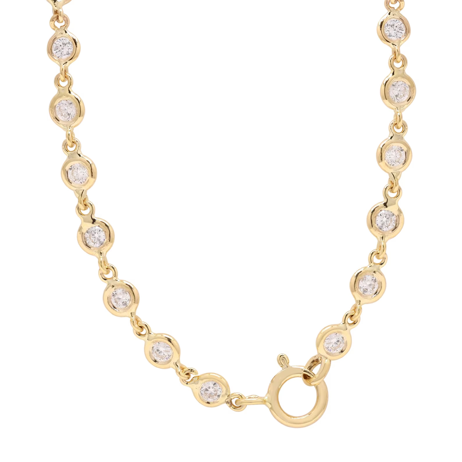 5Ct Moissanite Set Layering Stackable Station Necklace in 10K Yellow Gold Over