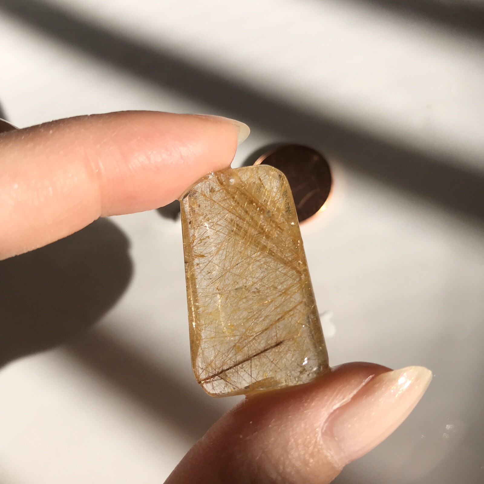 US SELLER Natural cushion Golden Rutilated Quartz Pendant Brazil Crystal 15