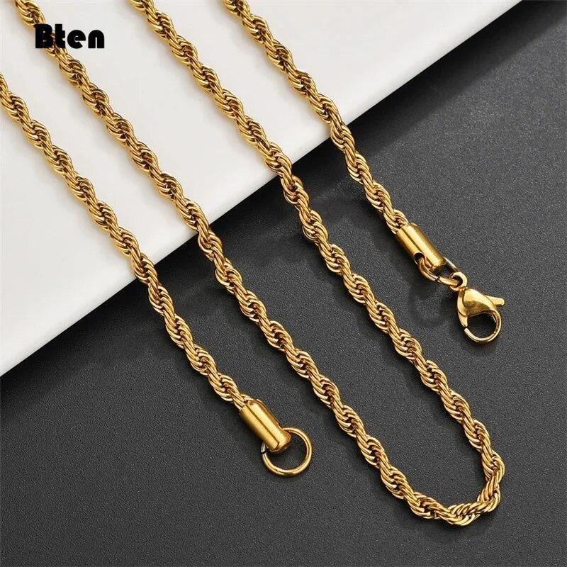Solid Sterling Gold Silver Italian Rope Chain Men’s Necklace 2-5mm – Diamond Cut