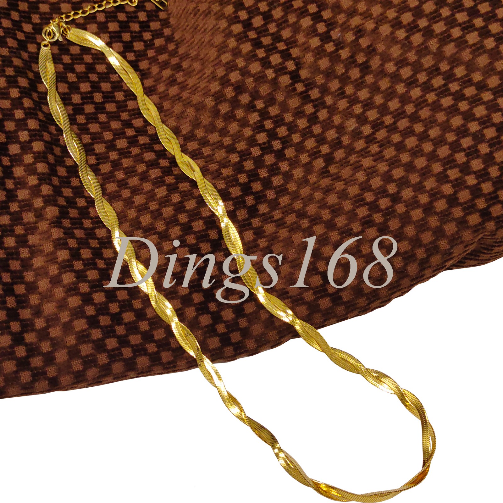18K Yellow Gold Filled Tarnish-Free 5mm Wide Twisted Herringbone Chain Necklace