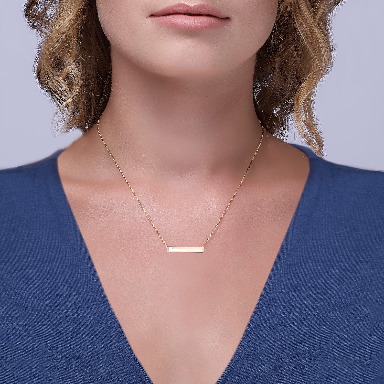 AVORA 10K Yellow Gold Bar Pendant Necklace with 17″ Chain