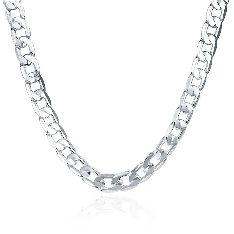 925 Sterling Silver Necklace for Men’S Women 16/18/20/22/24 Inches Classic 6MM C