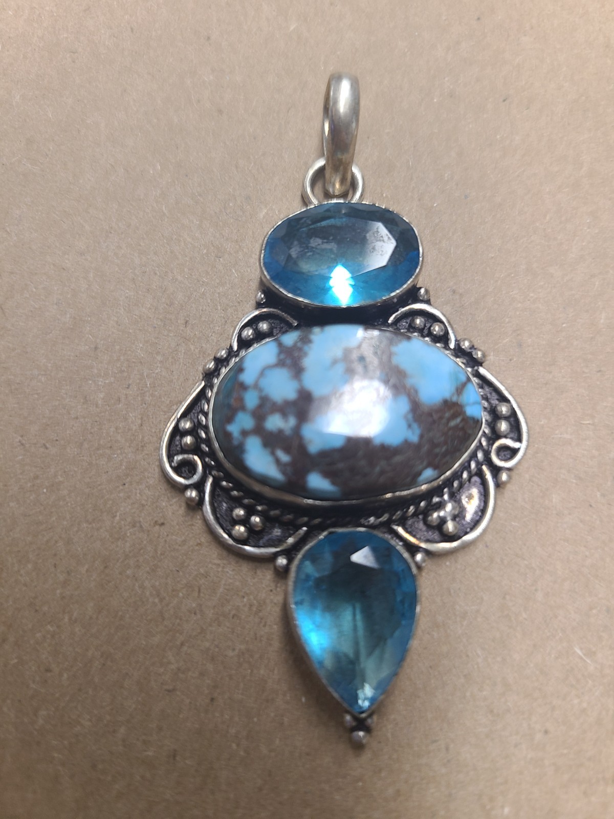 2.25″ Sterling Silver Turquoise Pendant