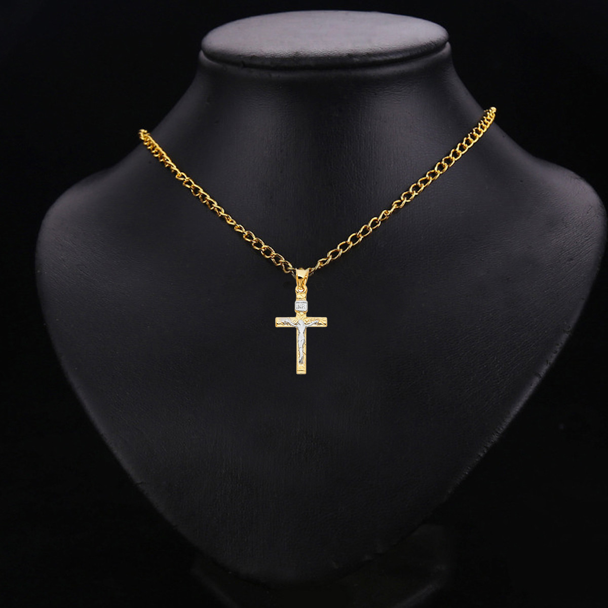 Gold – 14K Real Yellow White Gold Crucifix Cross Religious Pendant Men Women