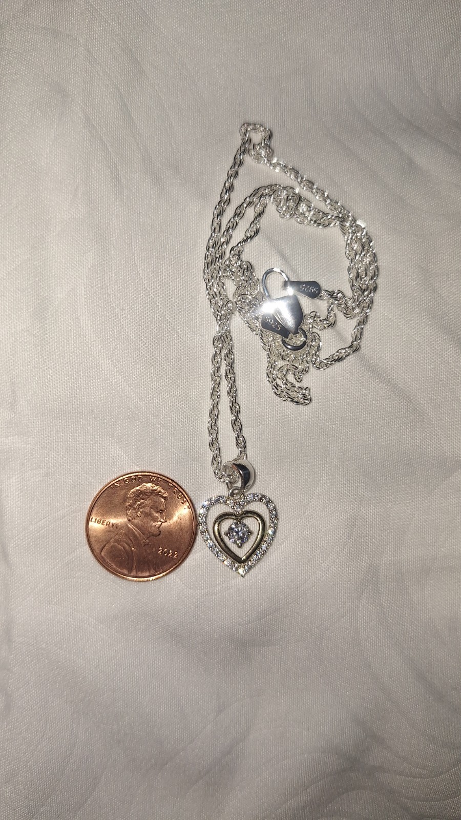 10K Multi-Tone Gold Heart Pendant Necklace w/ Prong-Set White Diamond
