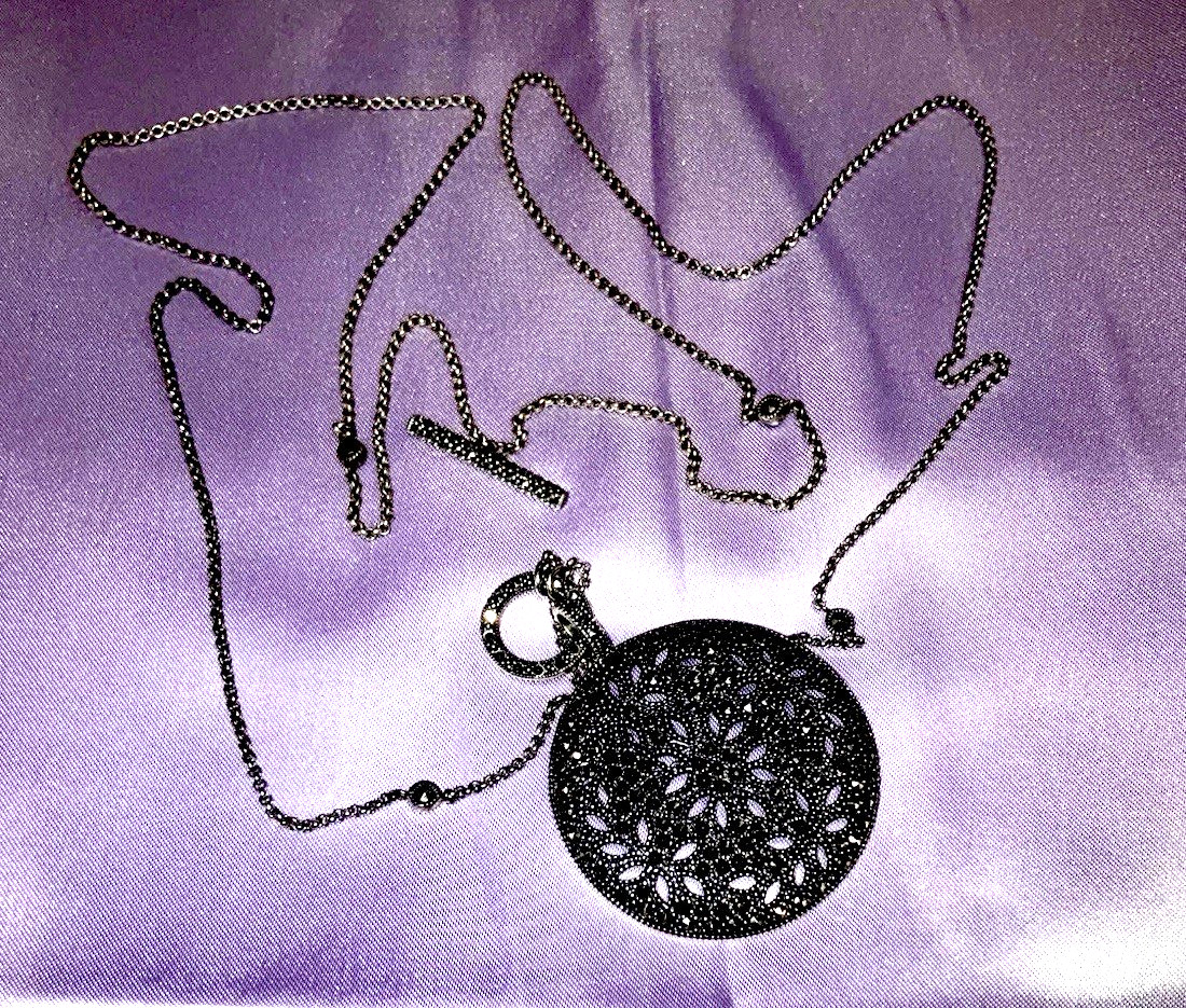 Vintage Judith Jack $285 Sterling Silver 925 Marcasite Dome Pendant Necklace 36”