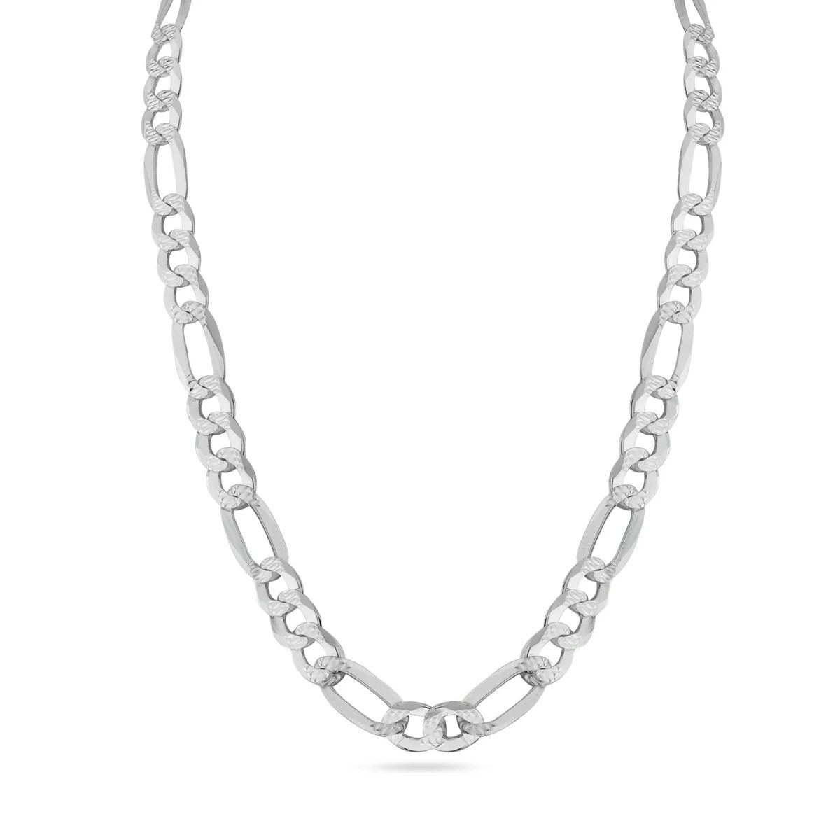 .925 Sterling Silver 4.9mm-14mm DC Figaro Chain Bracelet Size 7″-30″