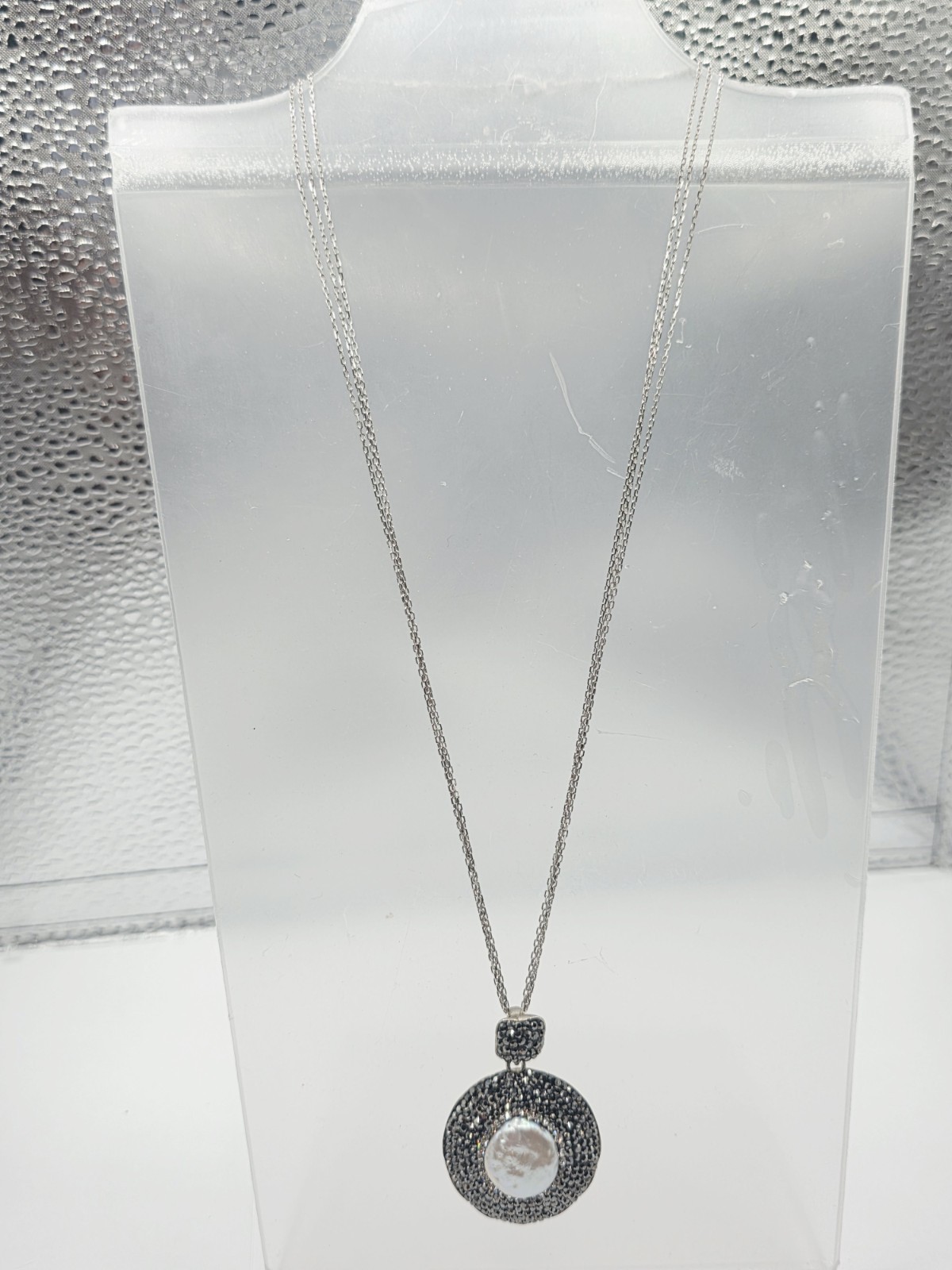 Sterling Silver Pearl Pendant Necklace 925 Turkey Triple Chain 18″ 12.8g
