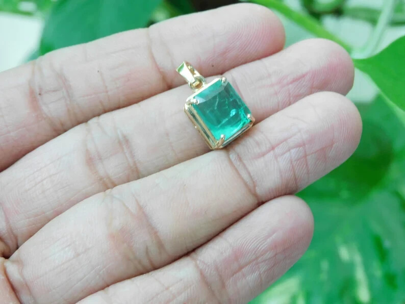 3.00Ct GIA Natural Emerald 14k Solid Yellow Gold Solitaire Women’s Gift Pendant
