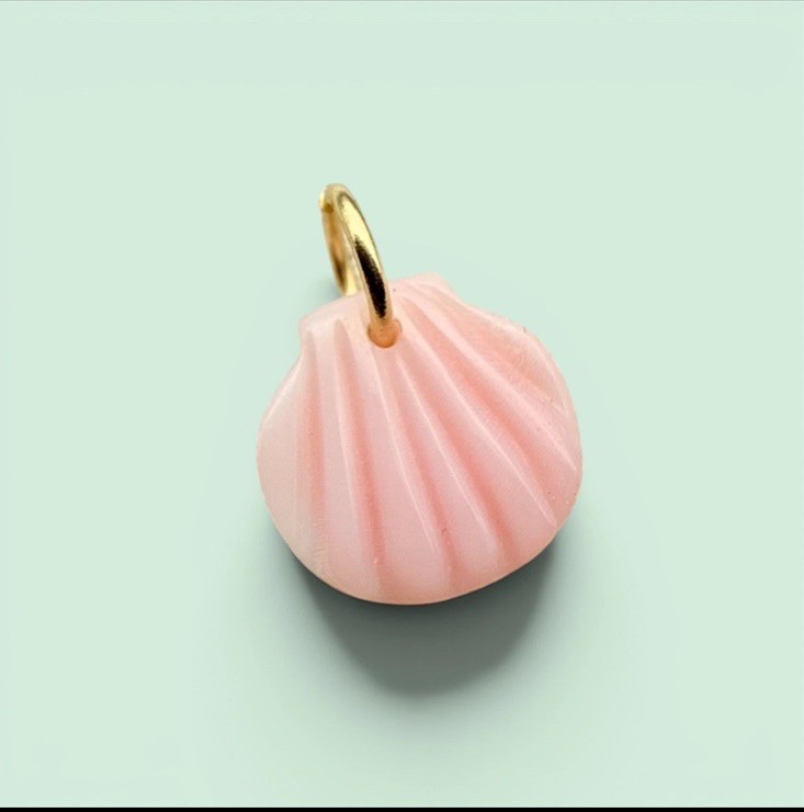 14k Solid Gold Shell Charm • Real Shell Necklace Pendant • Coastal Beach Jewelry