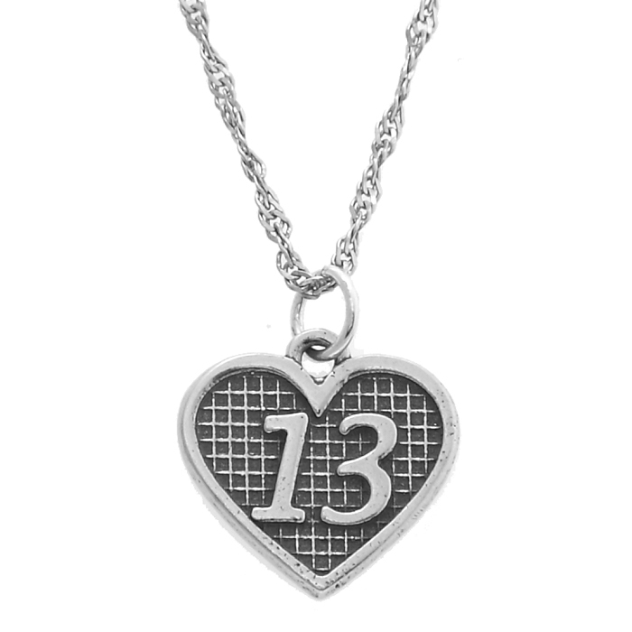SILVER CHARMING 13 YEARS OLD / 13 YEARS CHARM WITH THIN SINGAPORE CHAIN NECKLACE