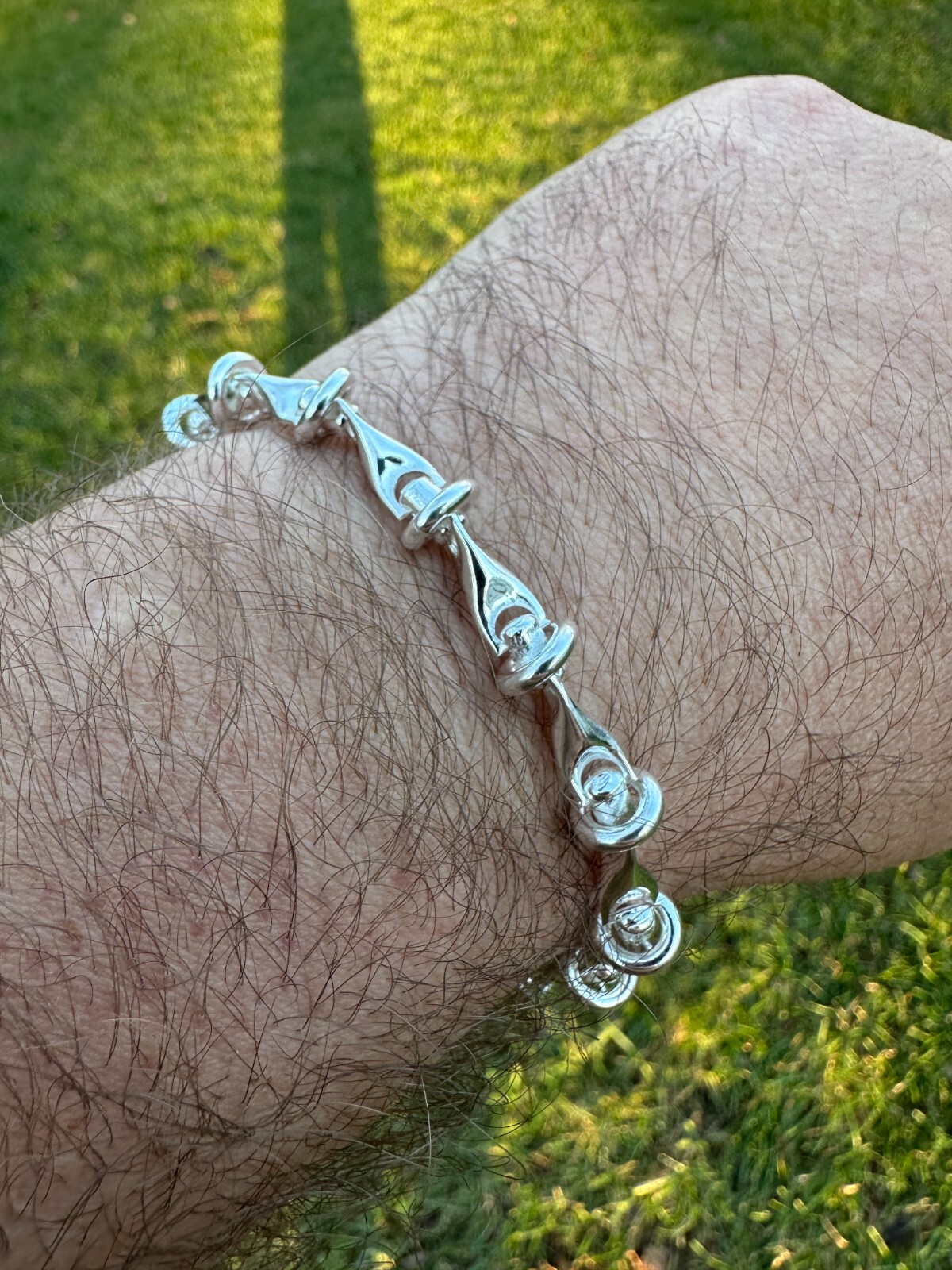 Real 925 Sterling Silver Mens Custom 8mm Barbed Wire Link Bracelet ITALY 7-9″