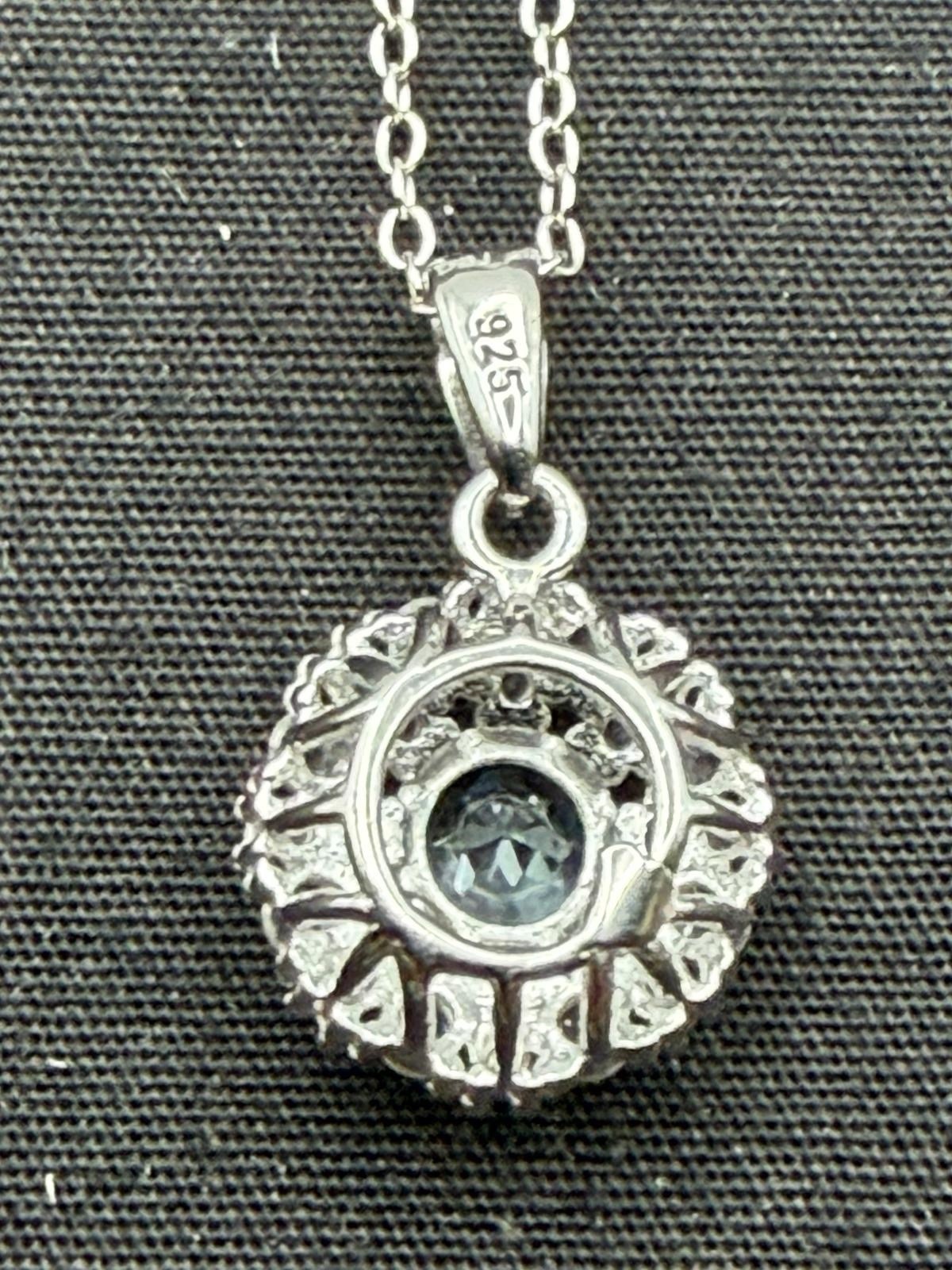 JTV Swiss Topaz & White Sapphire 925 Sterling Silver Pendant Size 18”
