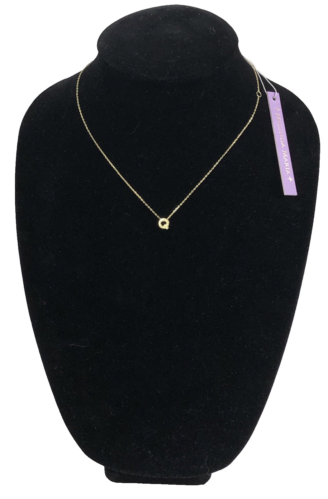 Melinda Maria Necklace Sterling Silver Gold Plated Letter Initial Q 16 in – NWT