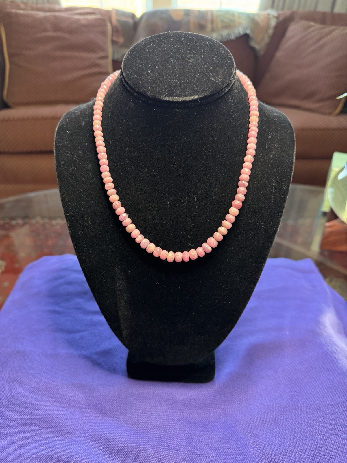 Jay King DRT Sterling Silver Opaque Pink Sapphire Faceted Bead Necklace
