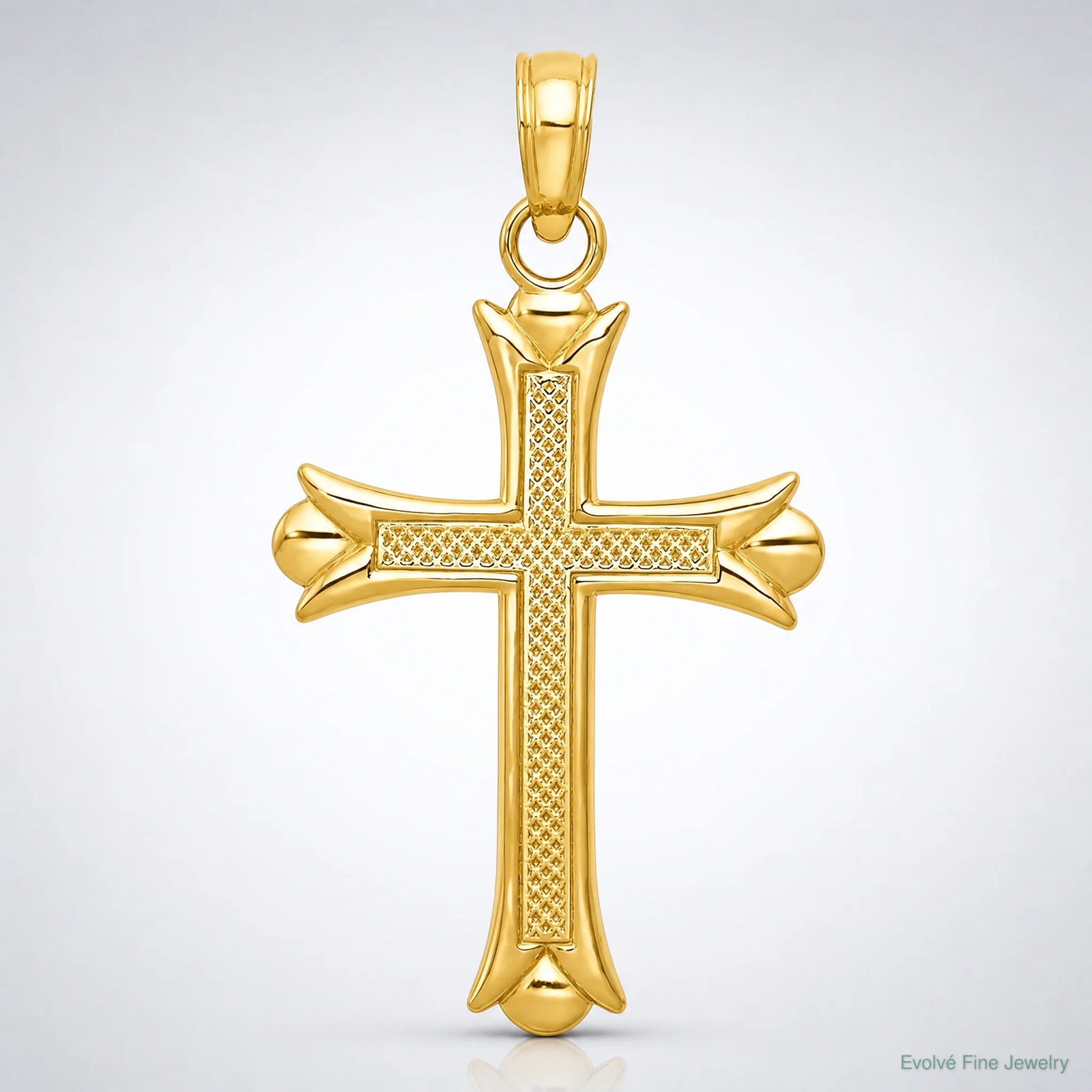 10K / 14K Yellow Gold Fleur De Lis Cross Pendant