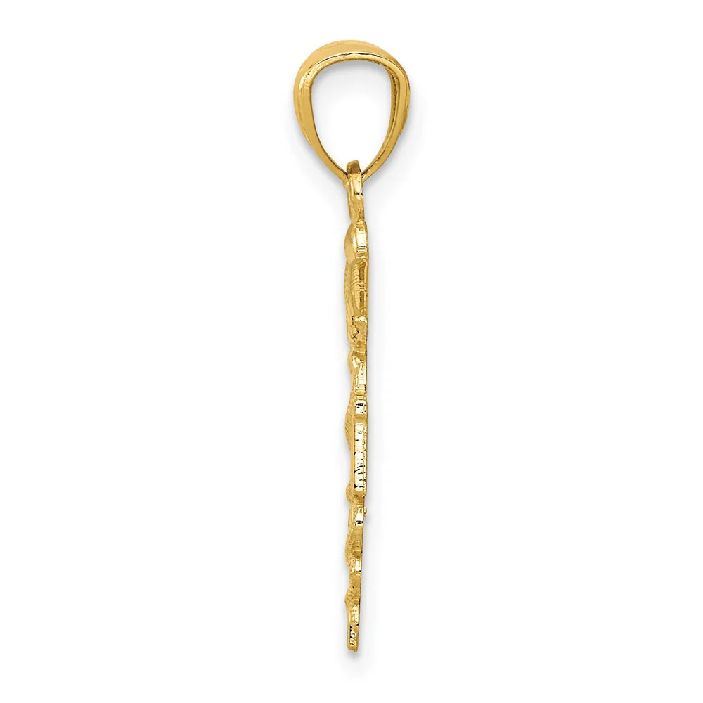 10K / 14K Yellow Gold Diamond-Cut Polished RN Nurse Pendant