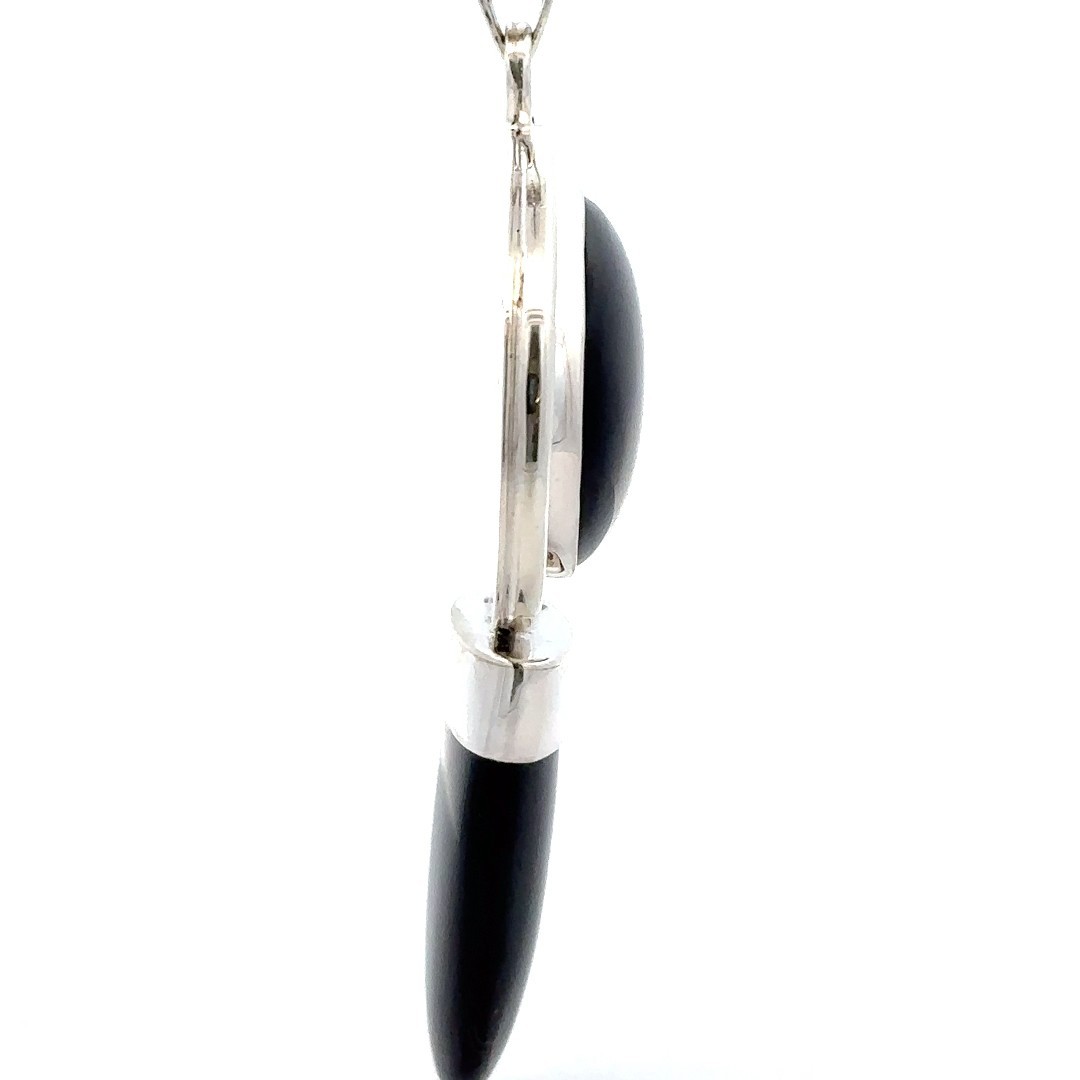 Sterling Silver Black Onyx Pendant (1 1/2 x 3 1/4 Inch)