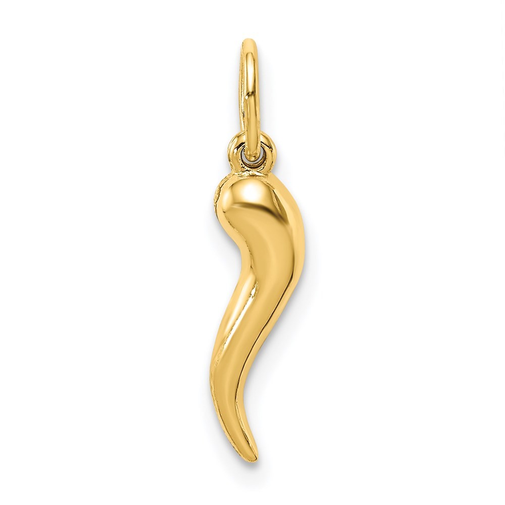 14k Yellow Gold Hollow Italian Horn Pendant Gift for Mother