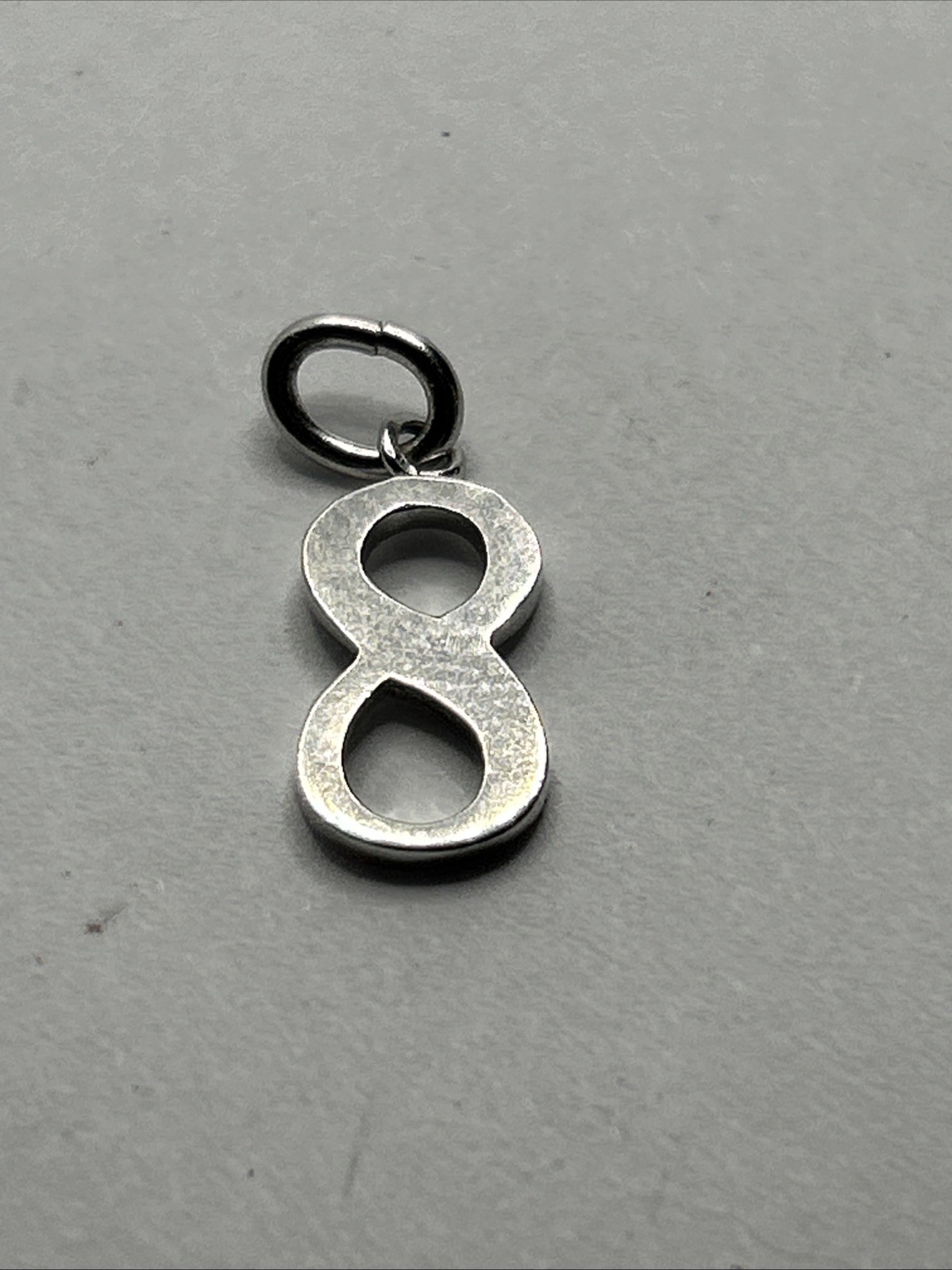 New Sterling Silver Number 8 Charm Pendant, 925