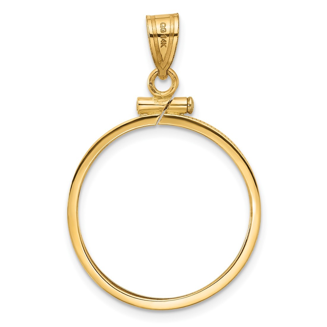 14k Yellow Gold 21.6mm Polished Screw Top Coin Bezel Pendant