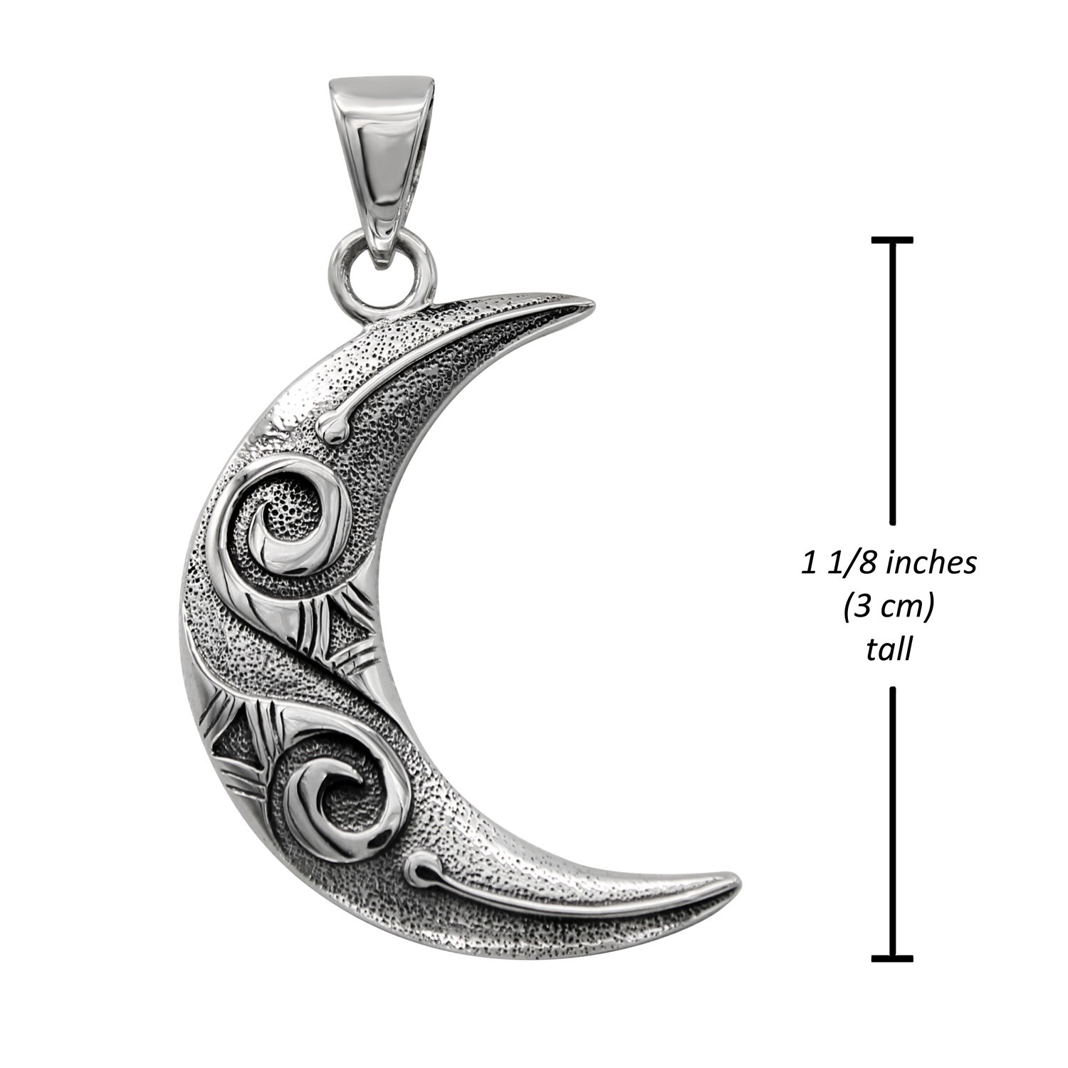 Large Celtic Knot Sterling Silver Crescent Moon Lunar Pendant Jewelry