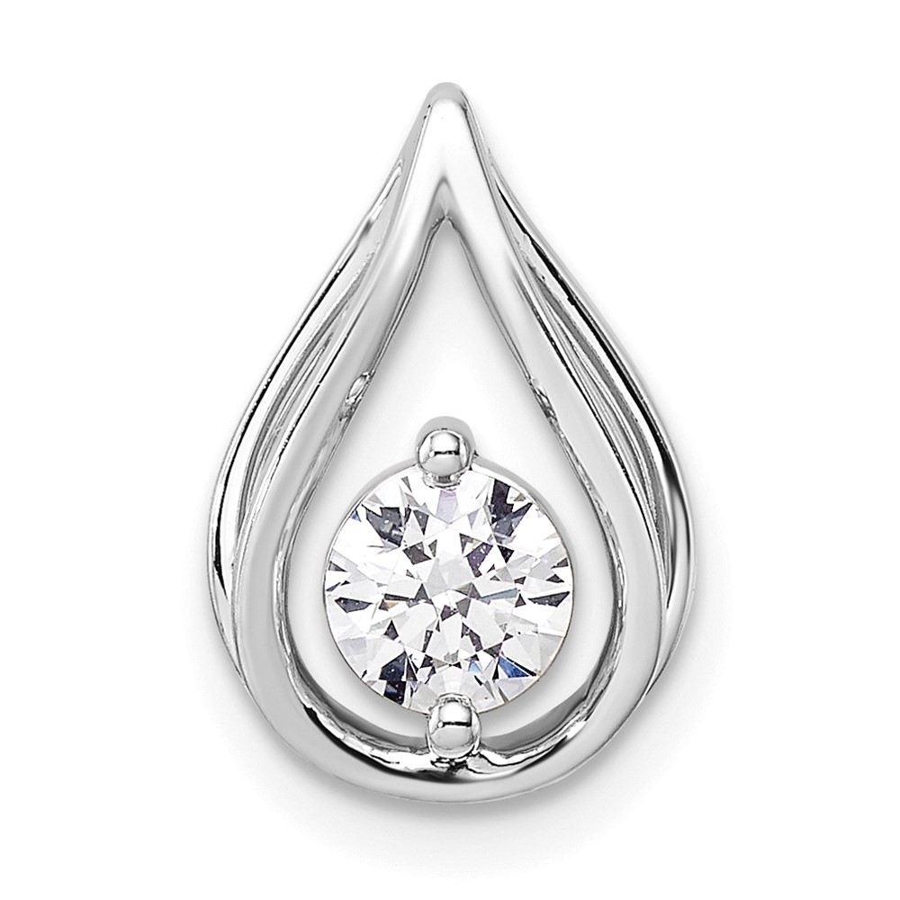14k White Gold 1/2 Ct Round Lab Grown Diamond VS/SI+ G+ Teardrop Fancy Pendant