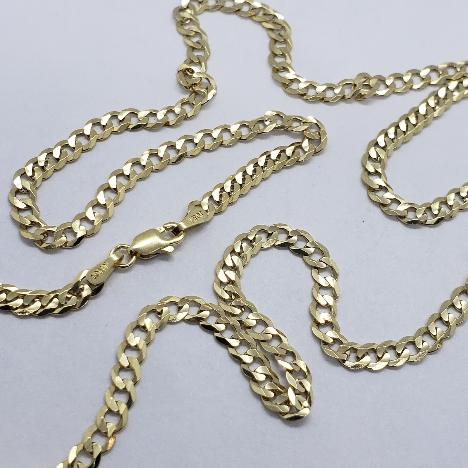 10K Yellow Gold Solid Cuban Link Chain Curb Necklace Bracelet 4mm Size 7″~30″