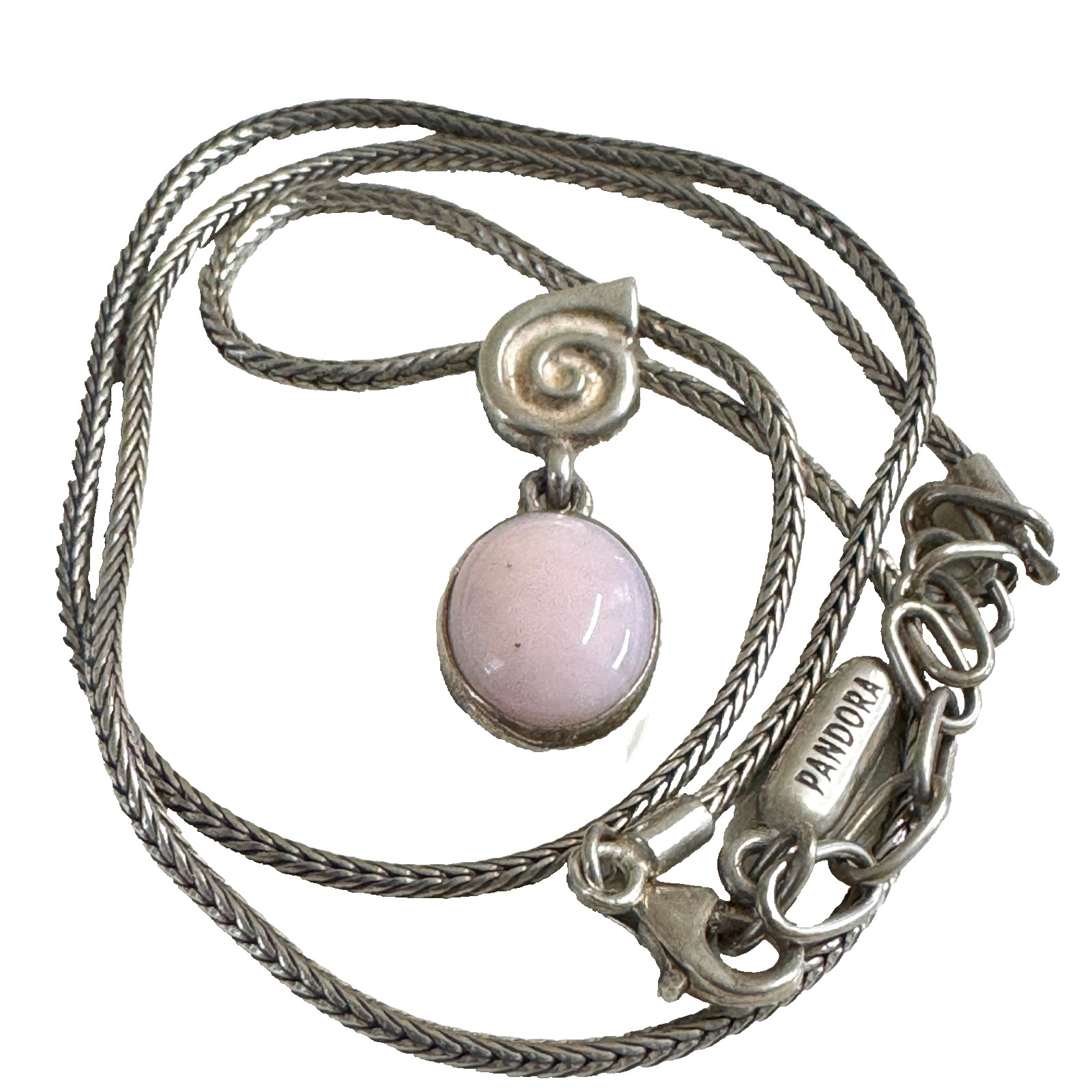RARE AND RETIRED PANDORA PINK OPAL Sterling Silver Necklace 390116RHO-45