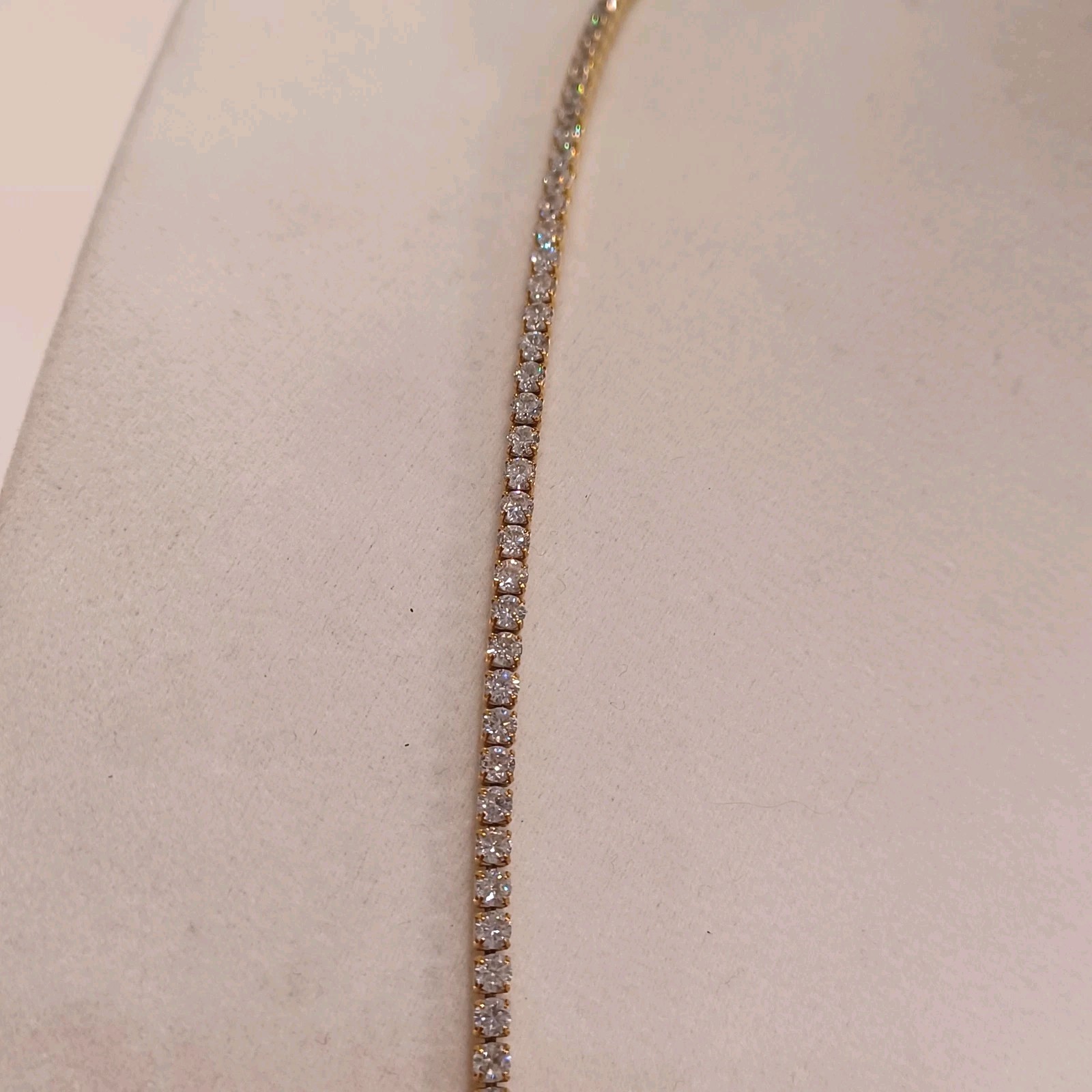 The GLD Shop Gold And Moissanite Tennis Necklace 16″ Prong Set Gold Plated