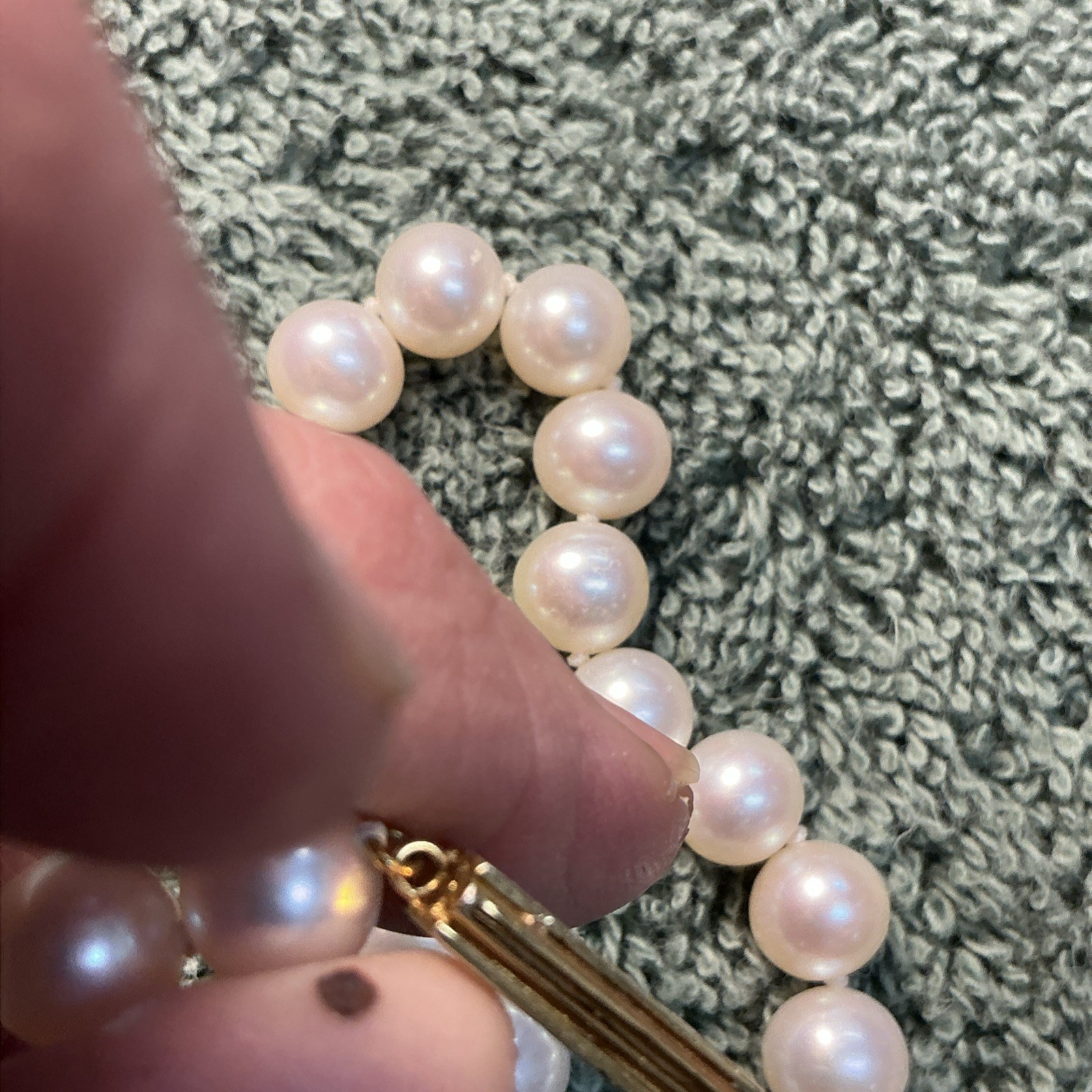 VINTAGE 14 K GOLD 18 INCH PEARL NECKLACE ,@ 7.5 – 8 MM EXCELLENT CONDITION