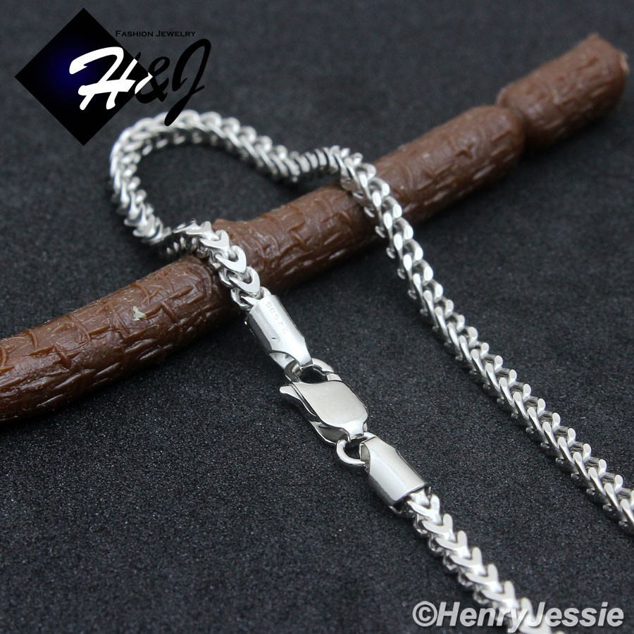 24″MEN 925 STERLING SILVER 2.5MM SILVER FRANCO BOX CURB LINK CHAIN NECKLACE*SN8