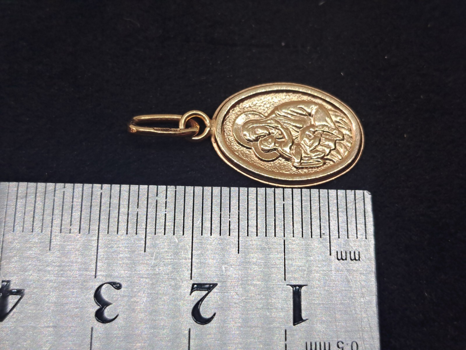 Golden Amulet Icon Mother of God of Vladimir 585 Gold Ukraine ZKYU 1.09 grams