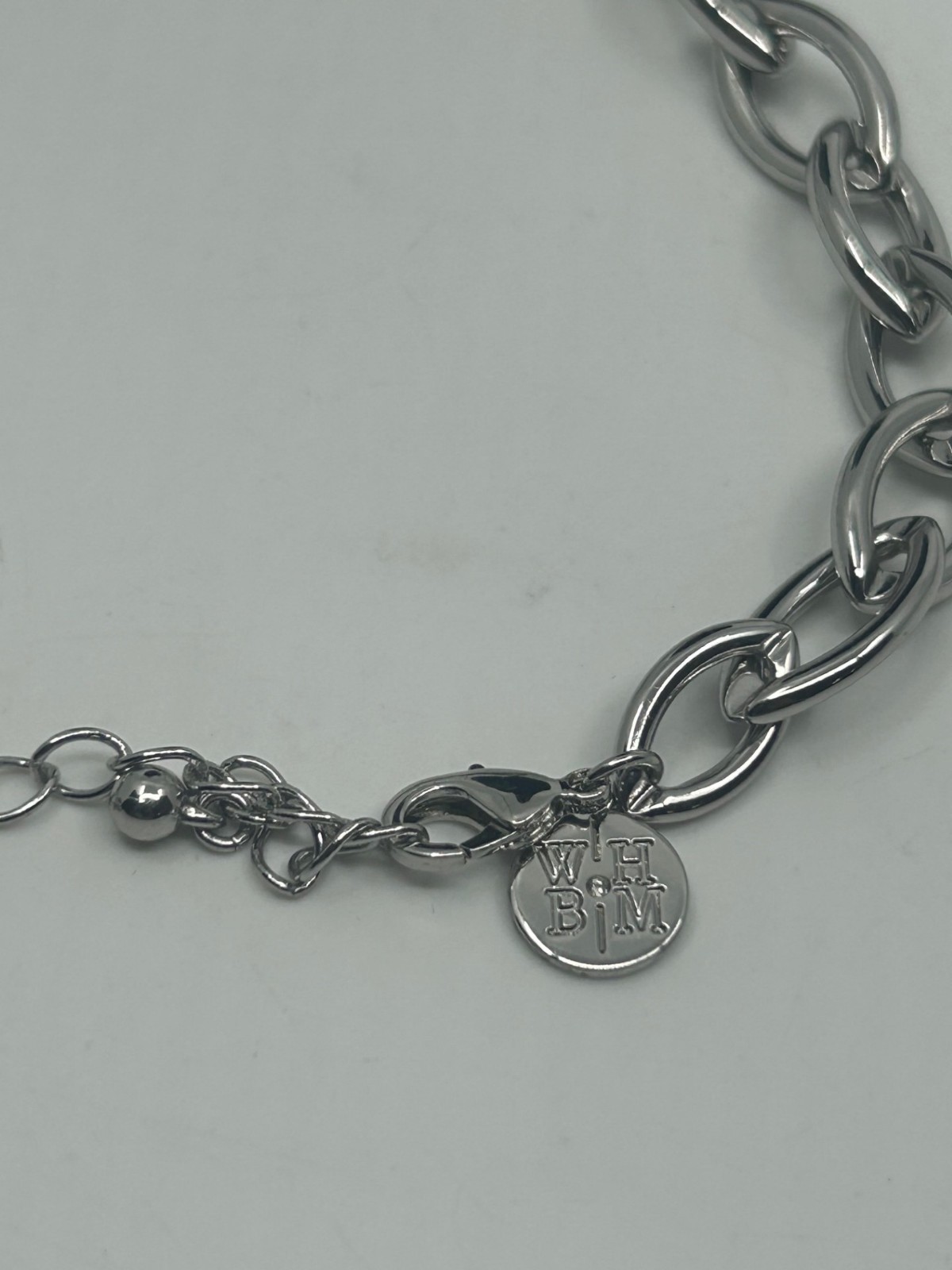 WHBM Bold Diamond Cut & Shiny Multi Oval Link Chain Necklace 925 Sterling Silver