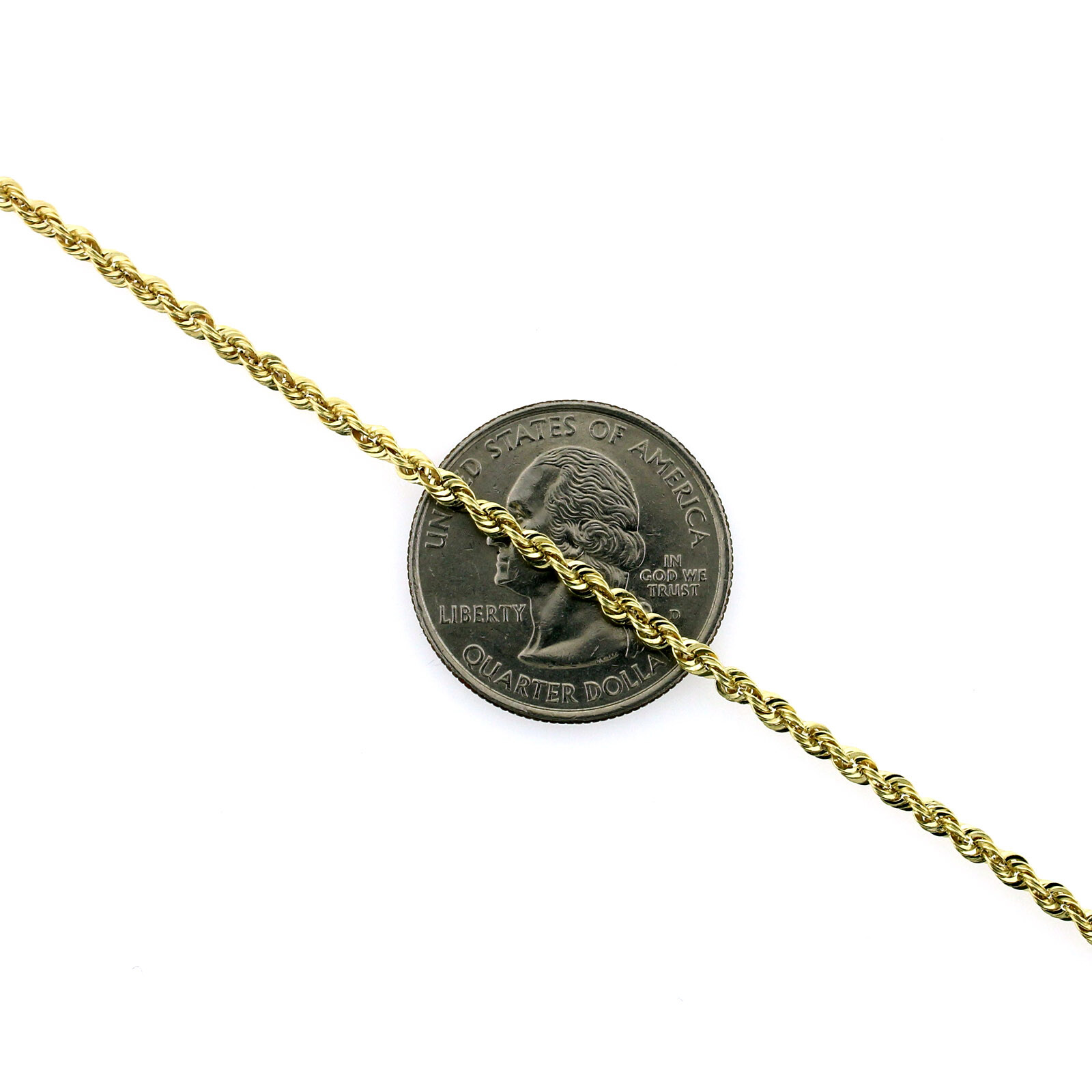 Real 10K Yellow Gold Rope Chain Pendant Necklace 2mm, 2.5mm, 3mm 16″- 30″